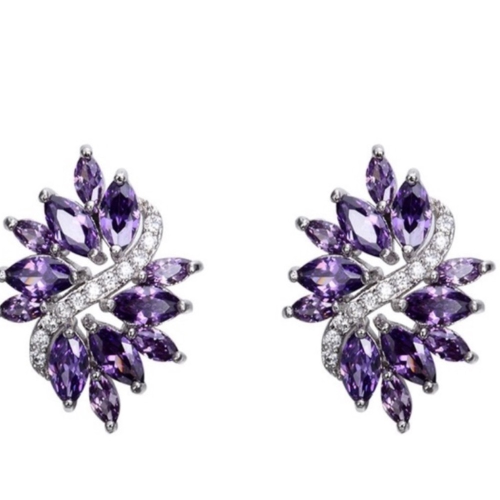 Flower diamond crystal stud earrings